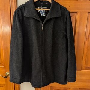 NWT Jason Siegel Wool Blend Elegant Charcoal Black Zip-Up Jacket Size L